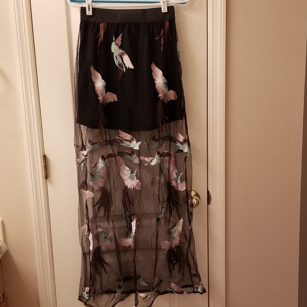 Black sheer maxi skirt